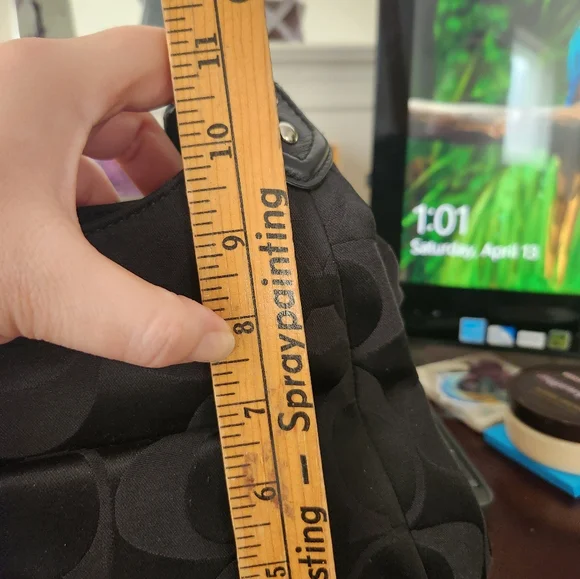 Coach Black Signature Fabric Shoulder Purse Handbag - Picture 9 of 10